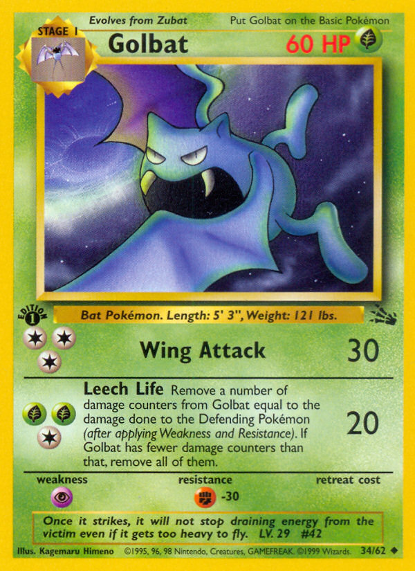 Golbat (34/62) [Fossil 1st Edition] | Tabernacle Games
