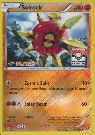 Solrock (64/146) (4th Place League Challenge Promo) [XY: Base Set] | Tabernacle Games