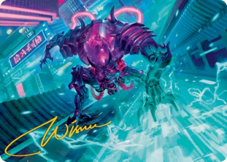 Surgehacker Mech Art Card (Gold-Stamped Signature) [Kamigawa: Neon Dynasty Art Series] | Tabernacle Games