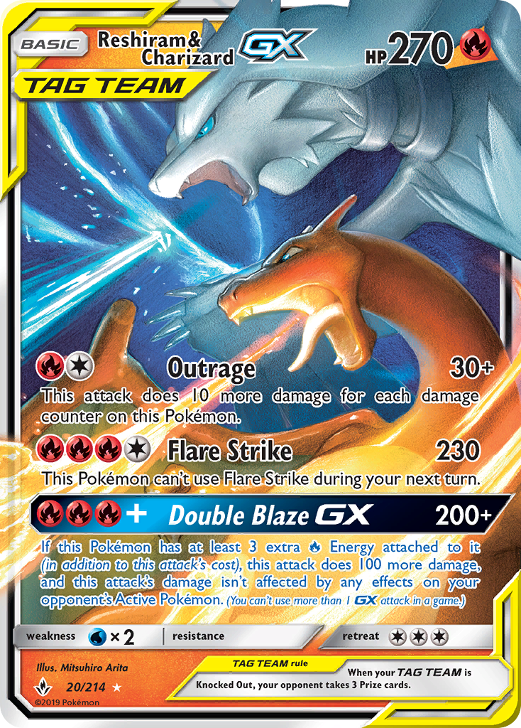 Reshiram & Charizard GX (20/214) [Sun & Moon: Unbroken Bonds] | Tabernacle Games