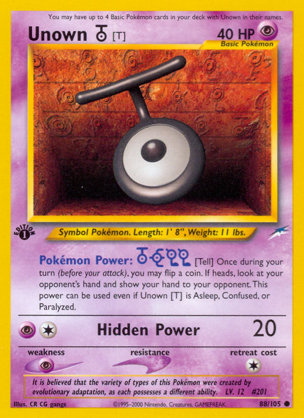 Unown [T] (88/105) [Neo Destiny 1st Edition] | Tabernacle Games