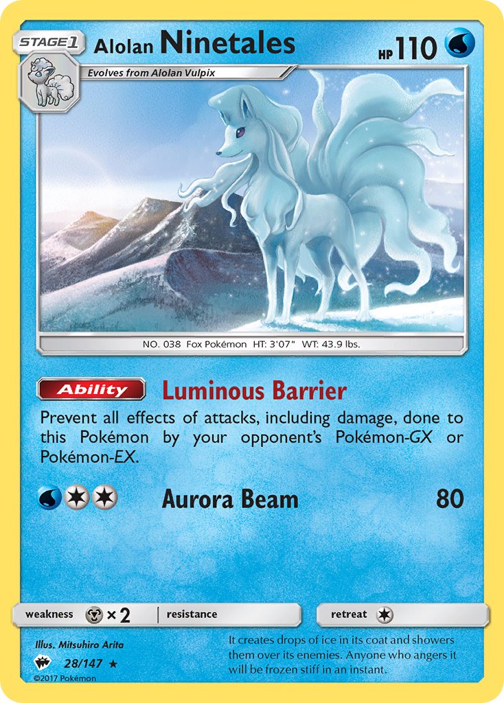 Alolan Ninetales (28/147) (Water Web Holo) (Theme Deck Exclusives) [Sun & Moon: Burning Shadows] | Tabernacle Games