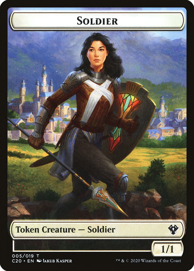 Human Soldier (005) // Drake Double-sided Token [Commander 2020 Tokens] | Tabernacle Games