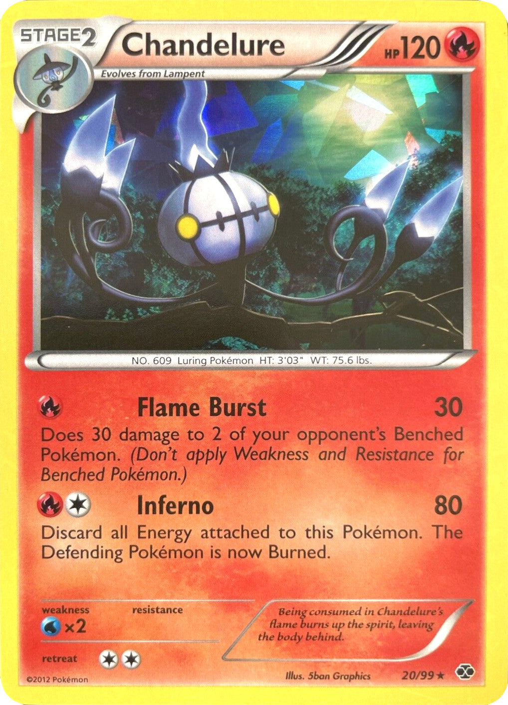 Chandelure (20/99) (Cracked Ice Holo) [Black & White: Next Destinies] | Tabernacle Games