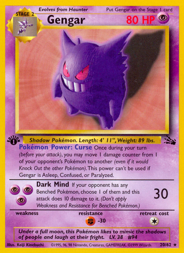 Gengar (20/62) [Fossil 1st Edition] | Tabernacle Games