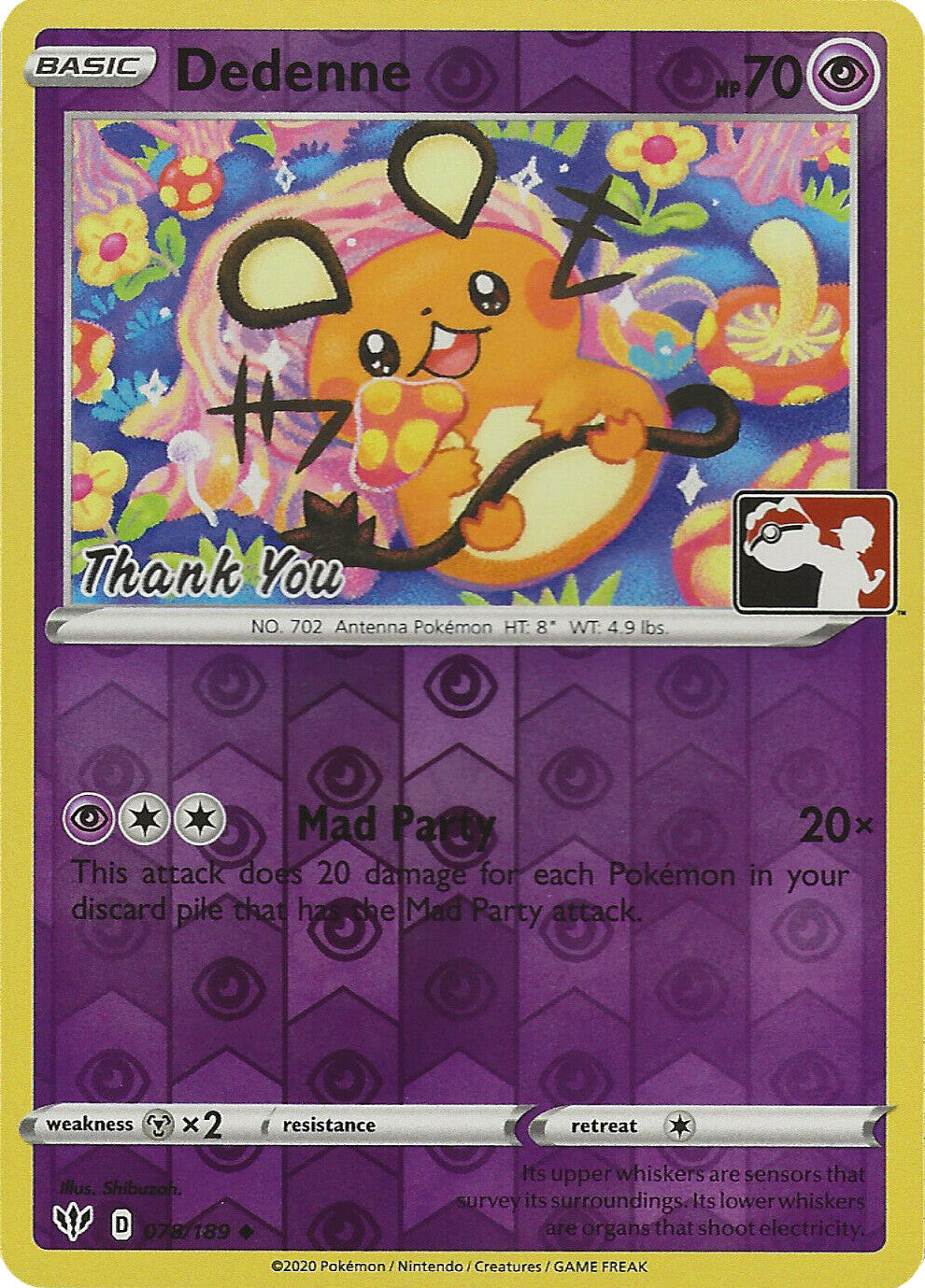 Dedenne (078/189) (Thank You Promo) [Sword & Shield: Darkness Ablaze] | Tabernacle Games