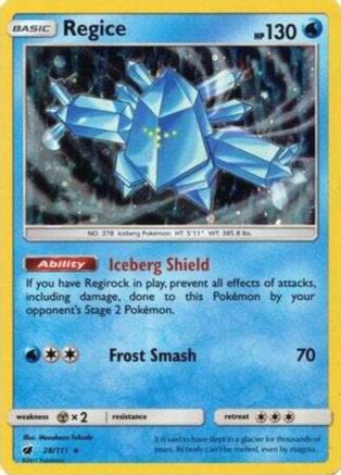 Regice (28/111) (Cosmos Holo) [Sun & Moon: Crimson Invasion] | Tabernacle Games