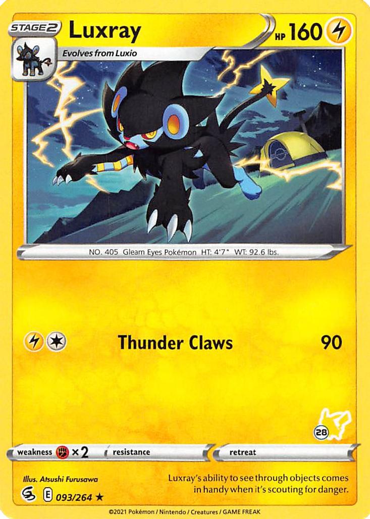 Luxray (093/264) (Pikachu Stamp #28) [Battle Academy 2022] | Tabernacle Games