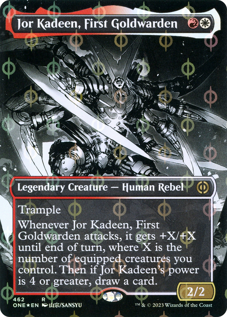 Jor Kadeen, First Goldwarden (Borderless Manga Step-and-Compleat Foil) [Phyrexia: All Will Be One] | Tabernacle Games