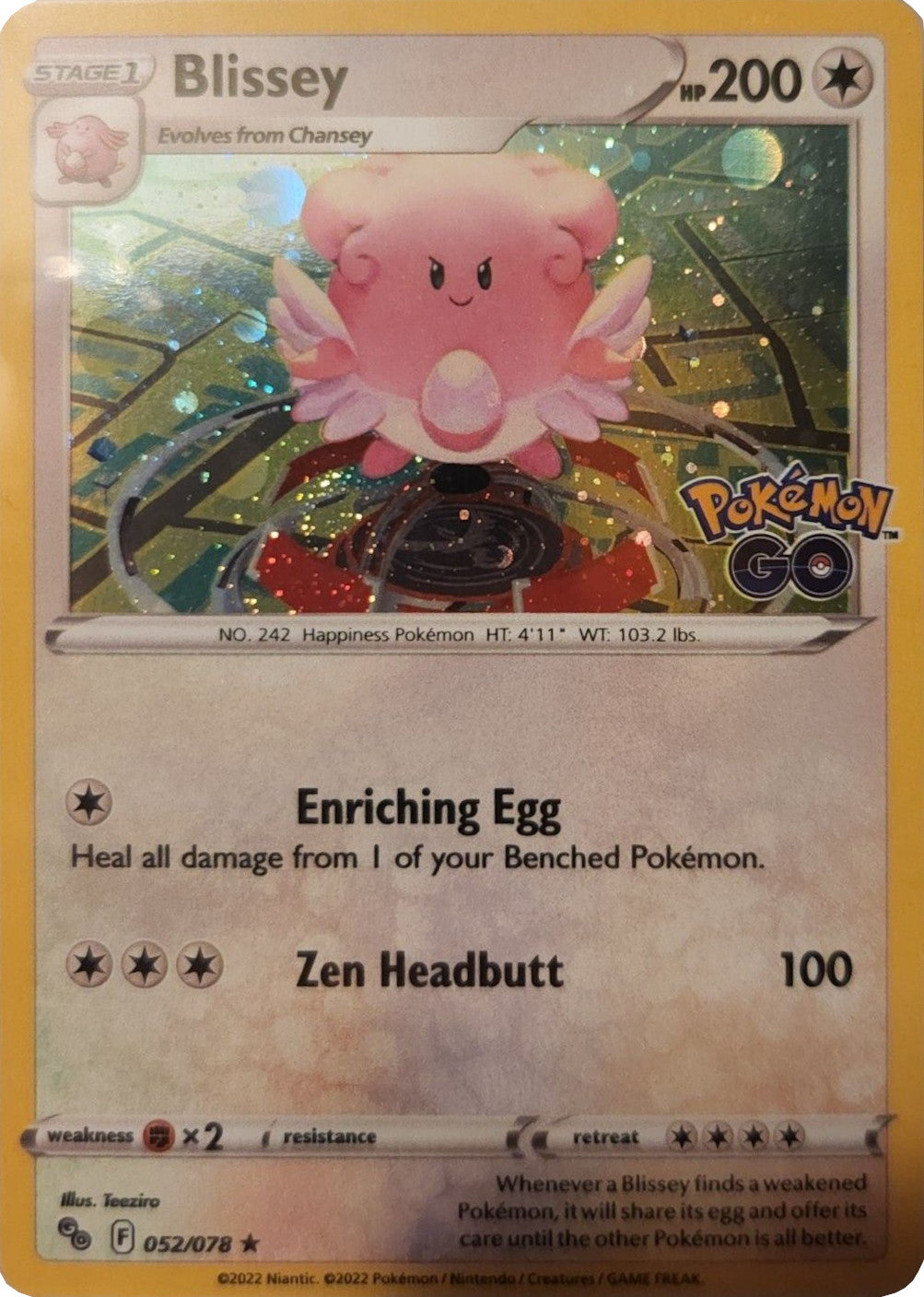 Blissey (052/078) (Cosmos Holo) [Pokémon GO] | Tabernacle Games