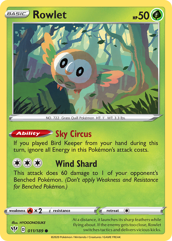 Rowlet (011/189) [Sword & Shield: Darkness Ablaze] | Tabernacle Games