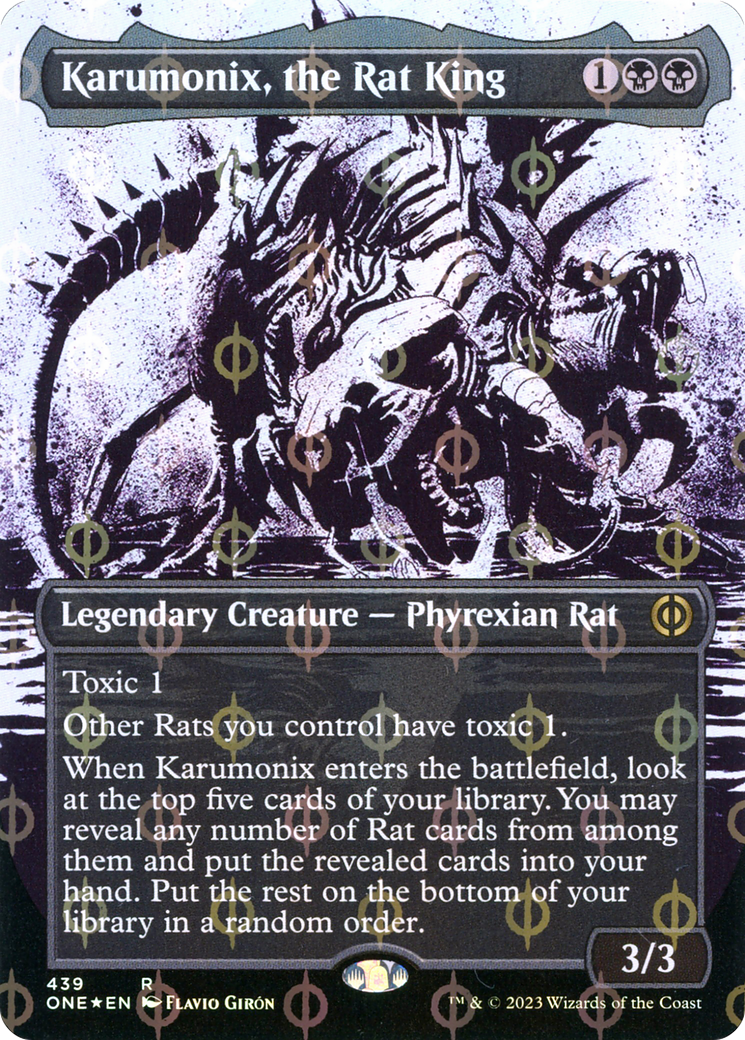 Karumonix, the Rat King (Borderless Ichor Step-and-Compleat Foil) [Phyrexia: All Will Be One] | Tabernacle Games