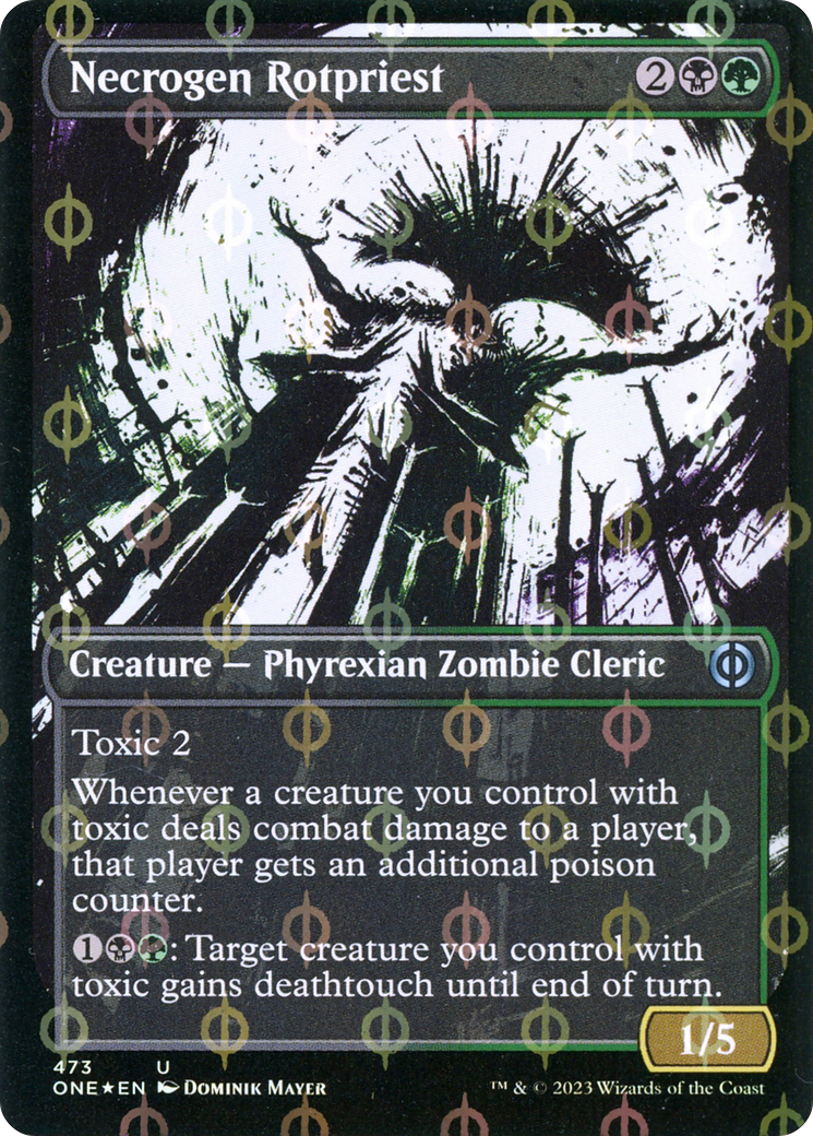 Necrogen Rotpriest (Borderless Ichor Step-and-Compleat Foil) [Phyrexia: All Will Be One] | Tabernacle Games