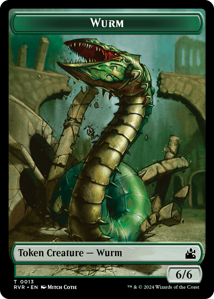 Elf Knight // Wurm Double-Sided Token [Ravnica Remastered Tokens] | Tabernacle Games