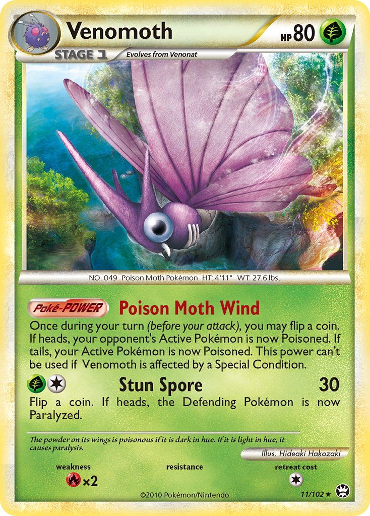 Venomoth (11/102) (Theme Deck Exclusive) [HeartGold & SoulSilver: Triumphant] | Tabernacle Games