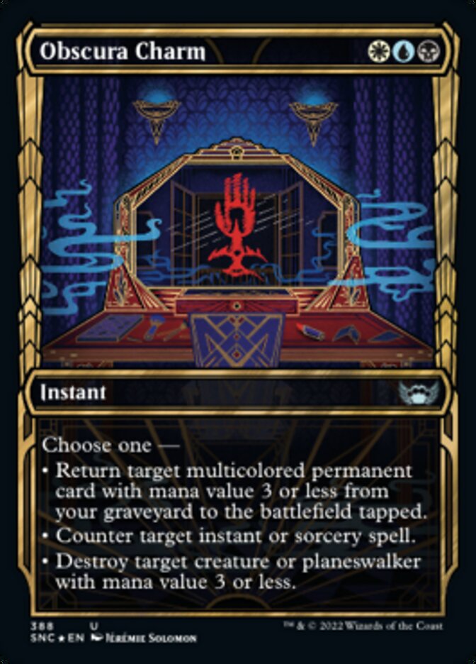 Obscura Charm (Showcase Golden Age Gilded Foil) [Streets of New Capenna] | Tabernacle Games
