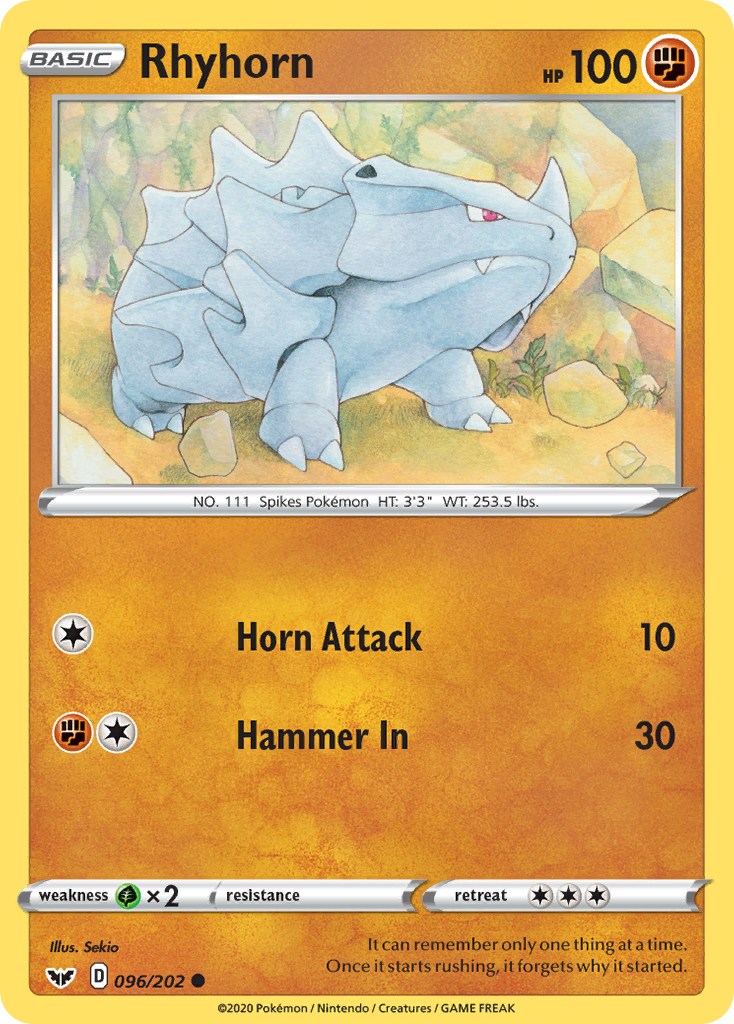 Rhyhorn (096/202) [Sword & Shield: Base Set] | Tabernacle Games