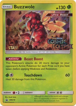 Buzzwole (SM218) (Staff Prerelease Promo) [Sun & Moon: Black Star Promos] | Tabernacle Games