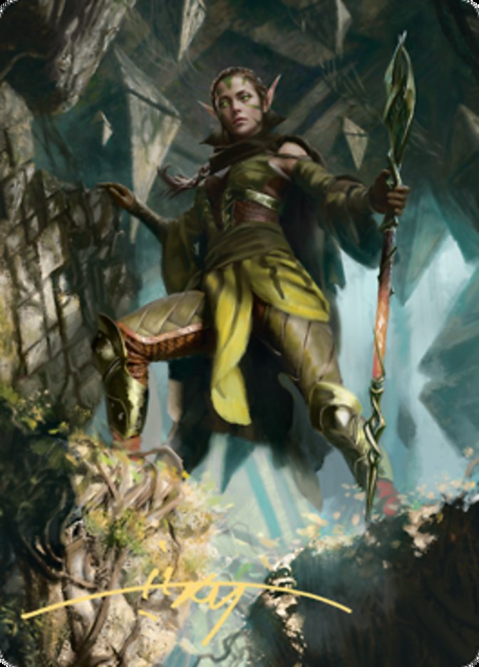 Nissa of Shadowed Boughs 1 Art Card (Gold-Stamped Signature) [Zendikar Rising Art Series] | Tabernacle Games