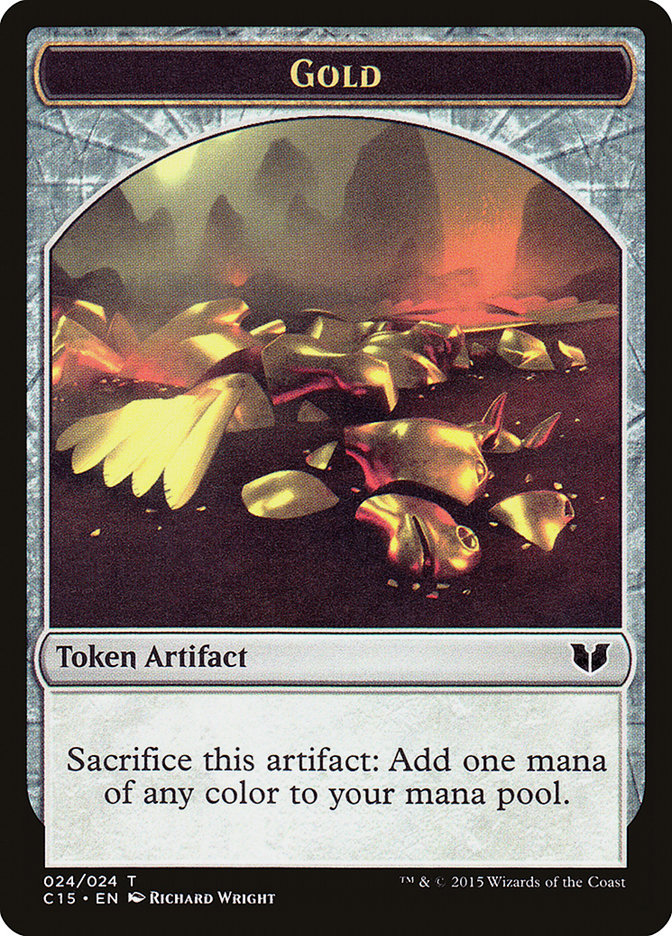 Gold // Knight (005) Double-Sided Token [Commander 2015 Tokens] | Tabernacle Games