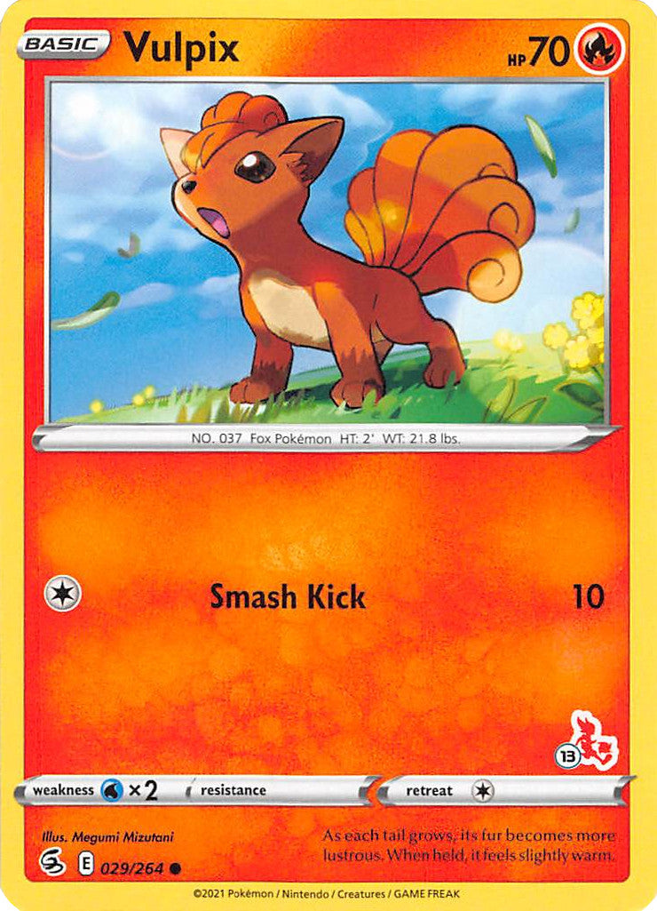 Vulpix (029/264) (Cinderace Stamp #13) [Battle Academy 2022] | Tabernacle Games