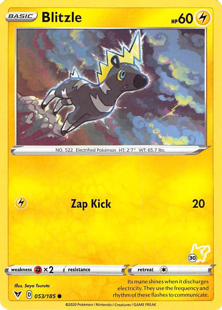 Blitzle (053/185) (Pikachu Stamp #30) [Battle Academy 2022] | Tabernacle Games
