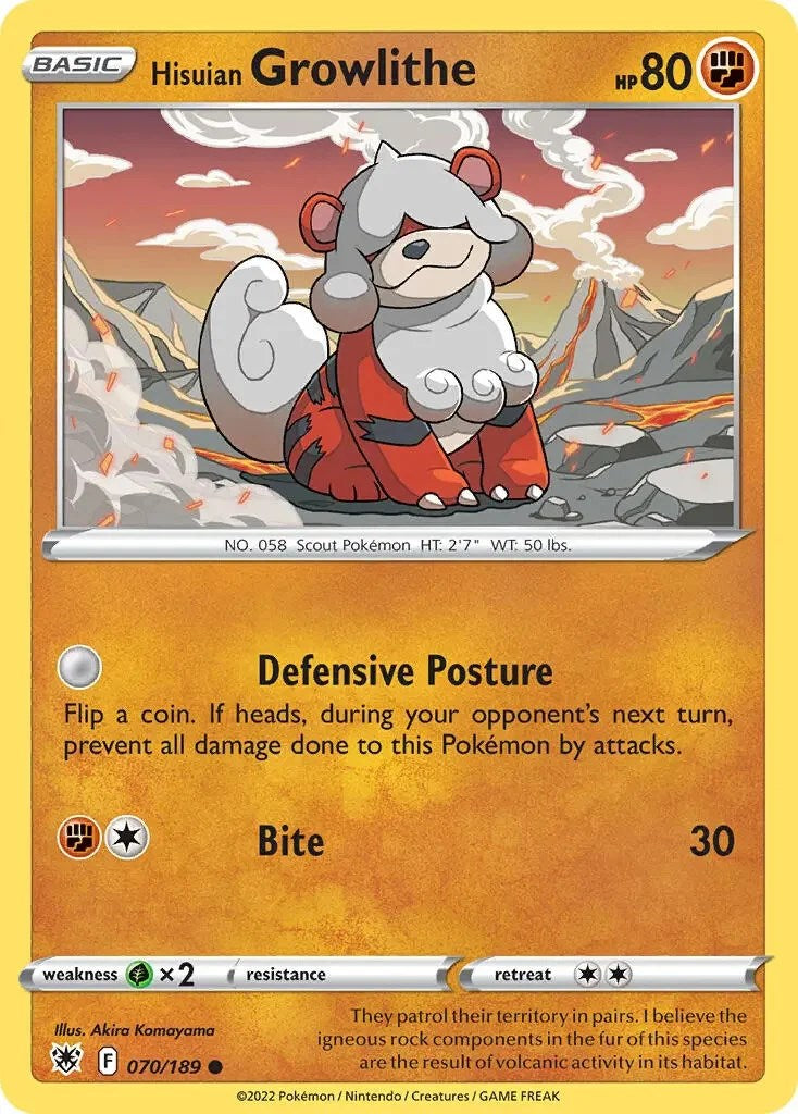 Hisuian Growlithe (070/189) (Theme Deck Exclusive) [Sword & Shield: Astral Radiance] | Tabernacle Games