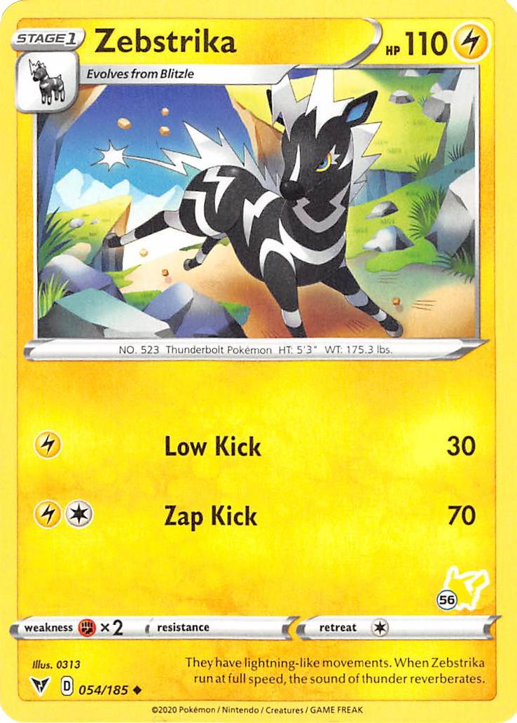 Zebstrika (054/185) (Pikachu Stamp #56) [Battle Academy 2022] | Tabernacle Games