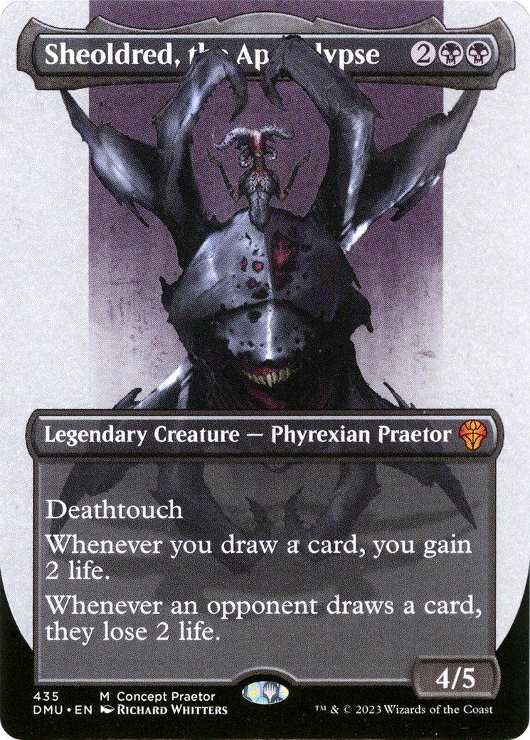 Sheoldred, the Apocalypse (Borderless Concept Praetors) [Phyrexia: All Will Be One] | Tabernacle Games