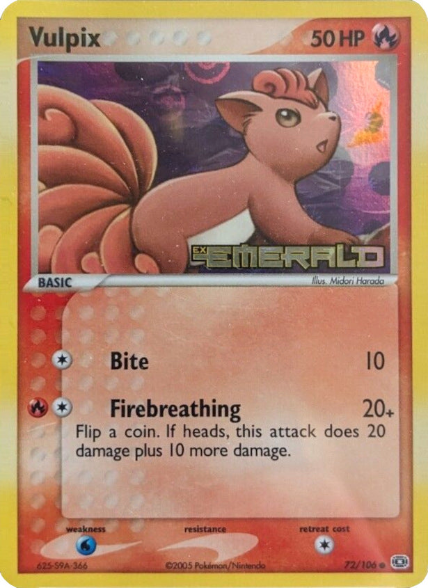 Vulpix (72/106) (Stamped) [EX: Emerald] | Tabernacle Games