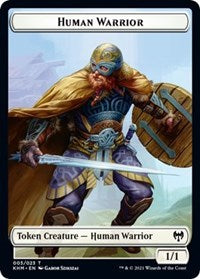 Human Warrior // Icy Manalith Double-sided Token [Kaldheim Tokens] | Tabernacle Games