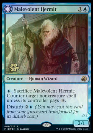 Malevolent Hermit // Benevolent Geist [Innistrad: Midnight Hunt Prerelease Promos] | Tabernacle Games