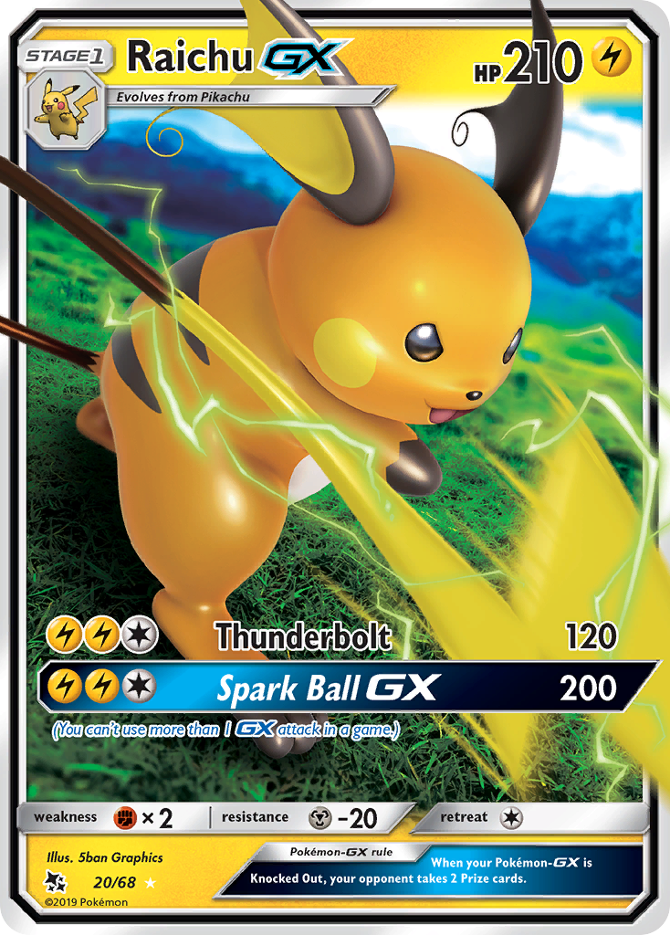 Raichu GX (20/68) [Sun & Moon: Hidden Fates] | Tabernacle Games