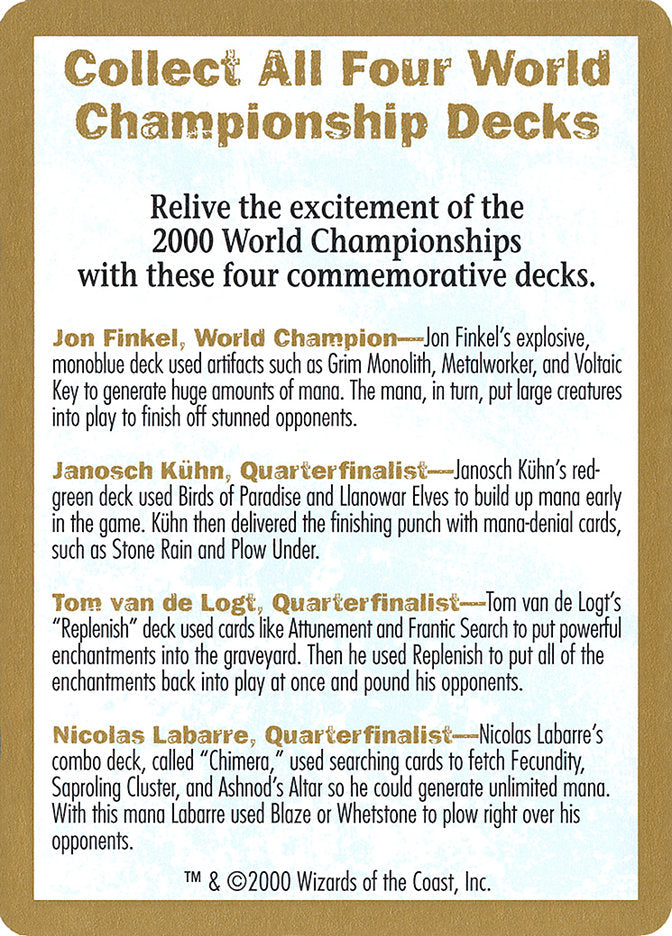 2000 World Championships Ad [World Championship Decks 2000] | Tabernacle Games
