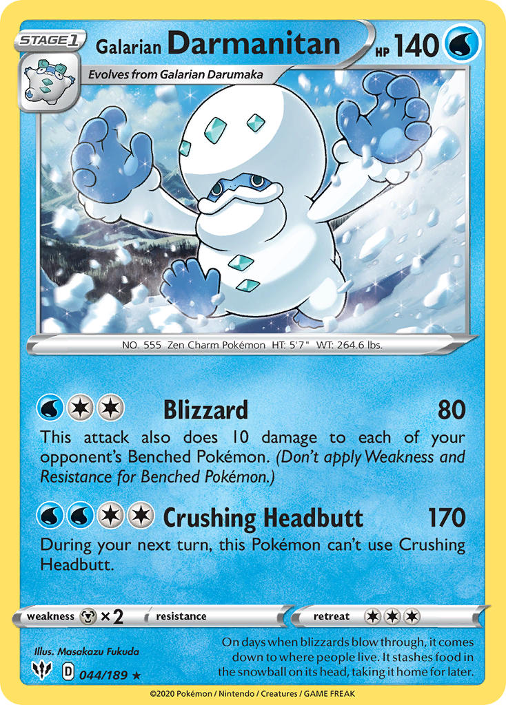 Galarian Darmanitan (044/189) (Cracked Ice Holo) (Theme Deck Exclusive) [Sword & Shield: Darkness Ablaze] | Tabernacle Games