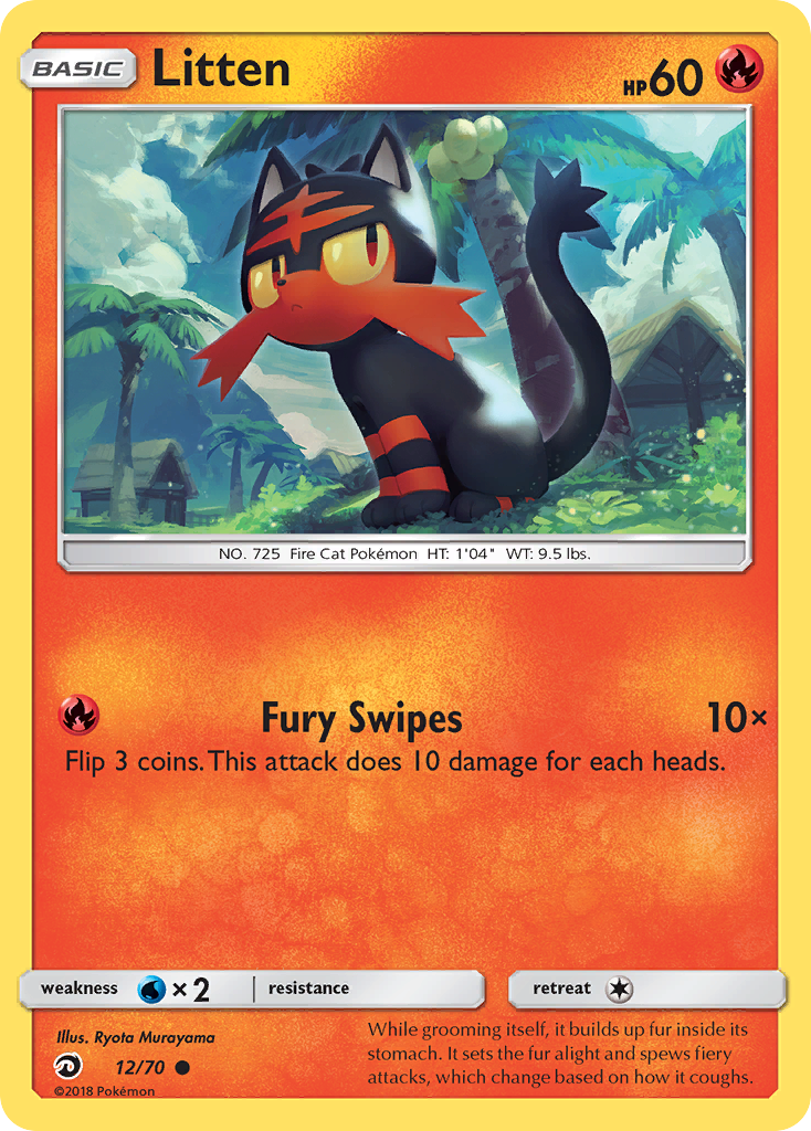 Litten (12/70) [Sun & Moon: Dragon Majesty] | Tabernacle Games