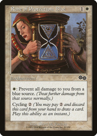 Rune of Protection: Blue [Urza's Saga] | Tabernacle Games