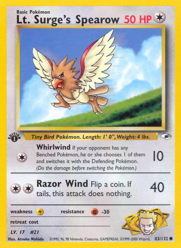 Lt. Surge's Spearow (83/132) [Gym Heroes 1st Edition] | Tabernacle Games