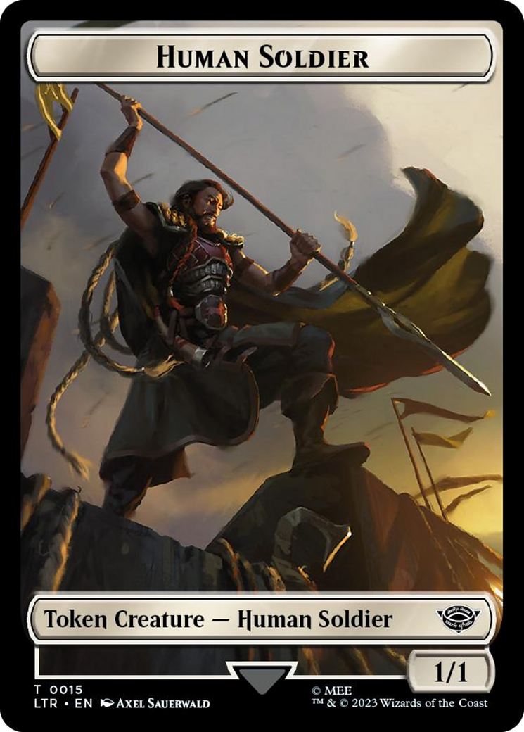 Human Soldier (0015) // Food (0023) Double-Sided Token (Surge Foil) [The Lord of the Rings: Tales of Middle-Earth Tokens] | Tabernacle Games