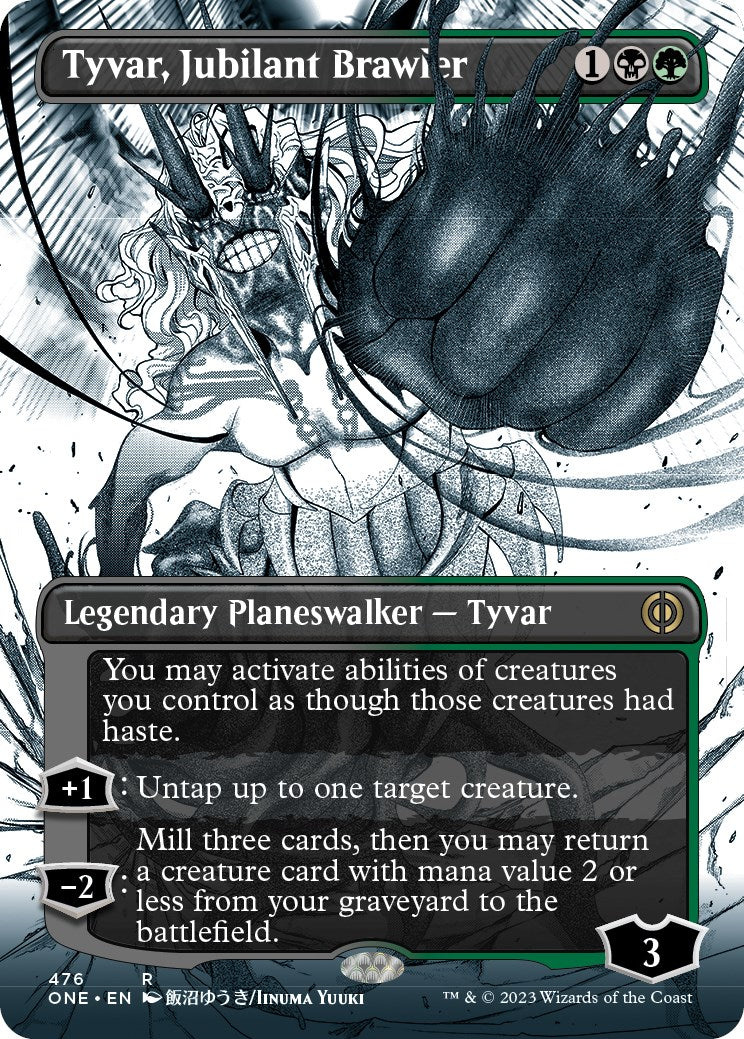 Tyvar, Jubilant Brawler (Borderless Manga Step-and-Compleat Foil) [Phyrexia: All Will Be One] | Tabernacle Games
