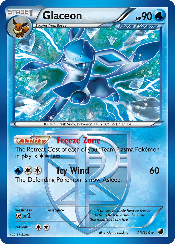 Glaceon (23/116) (Theme Deck Exclusive) [Black & White: Plasma Freeze] | Tabernacle Games