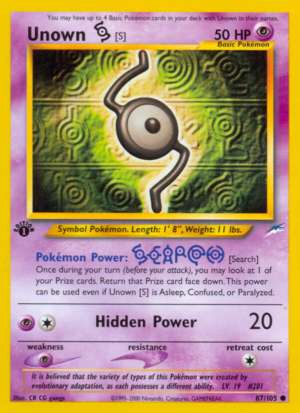 Unown [S] (87/105) [Neo Destiny 1st Edition] | Tabernacle Games