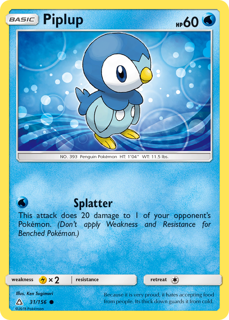Piplup (31/156) [Sun & Moon: Ultra Prism] | Tabernacle Games