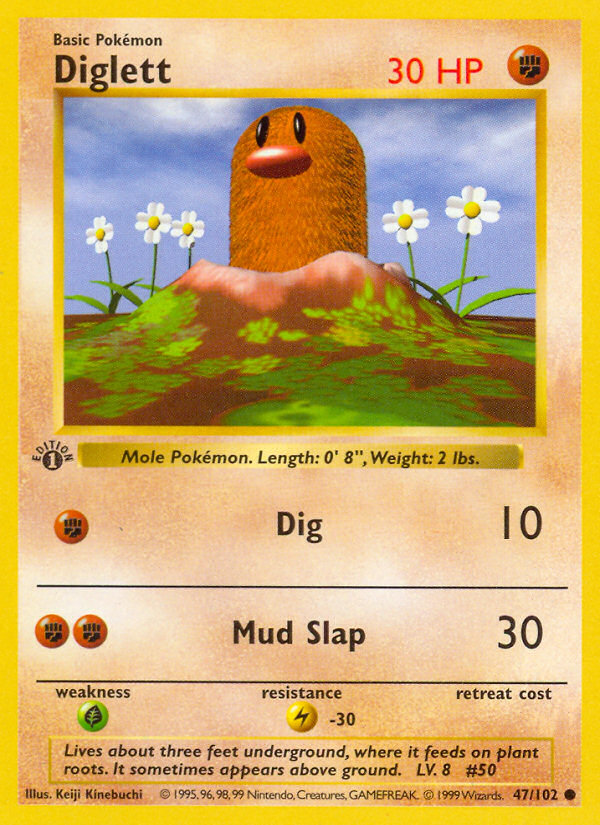 Diglett (47/102) (Shadowless) [Base Set 1st Edition] | Tabernacle Games