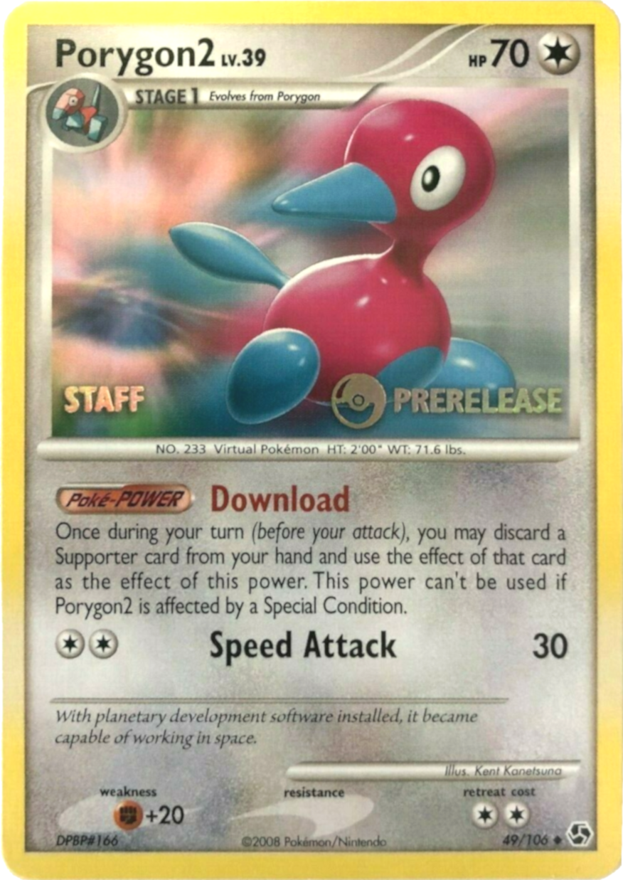 Porygon2 (49/106) (Staff Prerelease Promo) [Diamond & Pearl: Black Star Promos] | Tabernacle Games