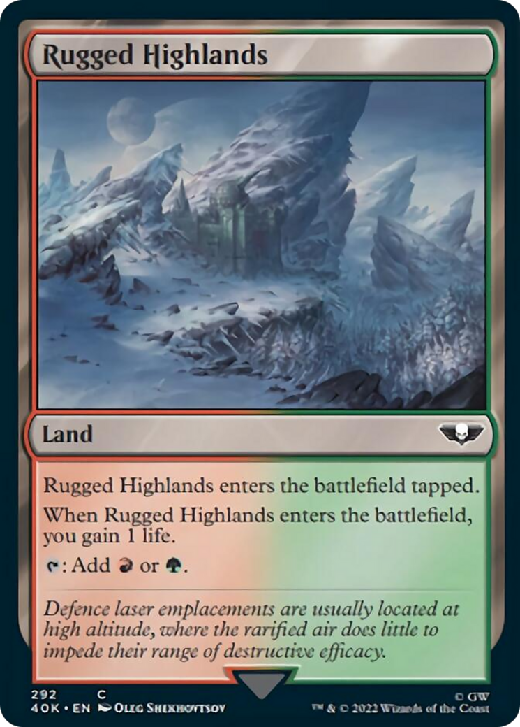 Rugged Highlands (Surge Foil) [Universes Beyond: Warhammer 40,000] | Tabernacle Games