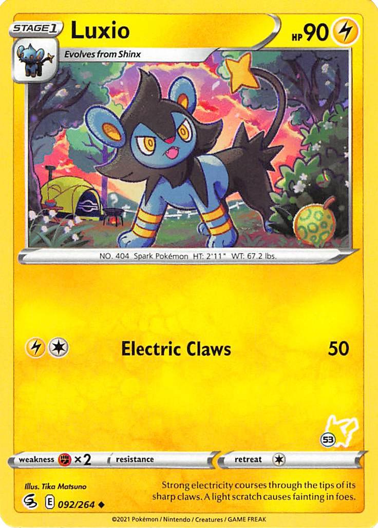 Luxio (092/264) (Pikachu Stamp #53) [Battle Academy 2022] | Tabernacle Games