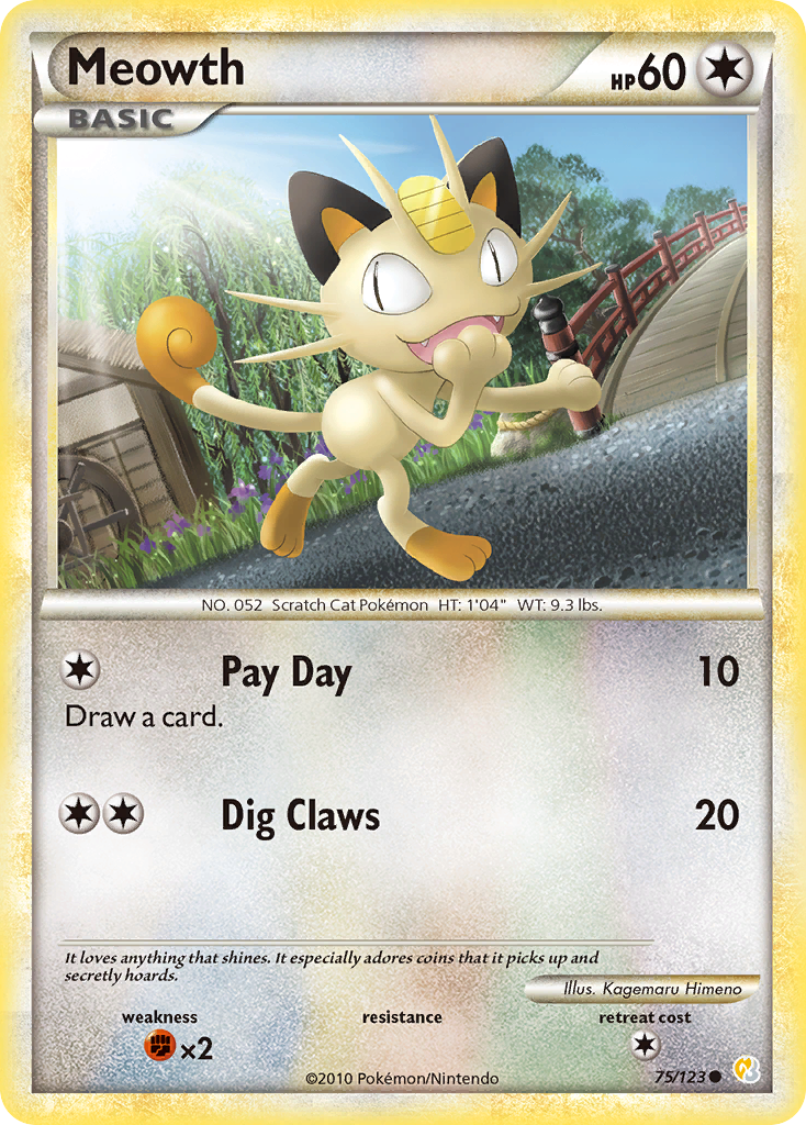 Meowth (75/123) [HeartGold & SoulSilver: Base Set] | Tabernacle Games