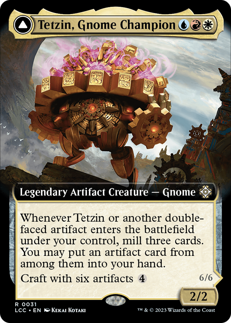 Tetzin, Gnome Champion // The Golden-Gear Colossus (Extended Art) [The Lost Caverns of Ixalan Commander] | Tabernacle Games