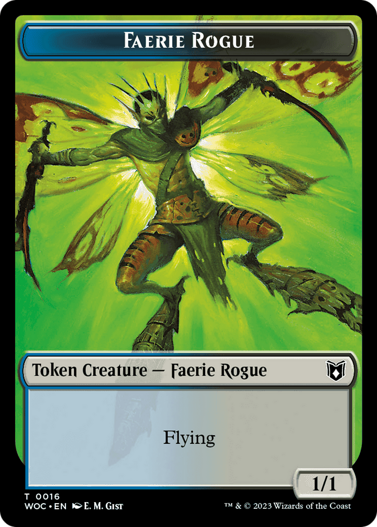 Faerie Rogue // Faerie (0016) Double-Sided Token [Wilds of Eldraine Commander Tokens] | Tabernacle Games
